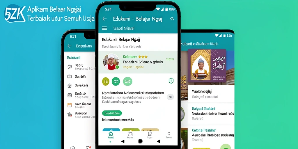 Antarmuka aplikasi 5ZK untuk belajar ngaji yang menarik dan interaktif.