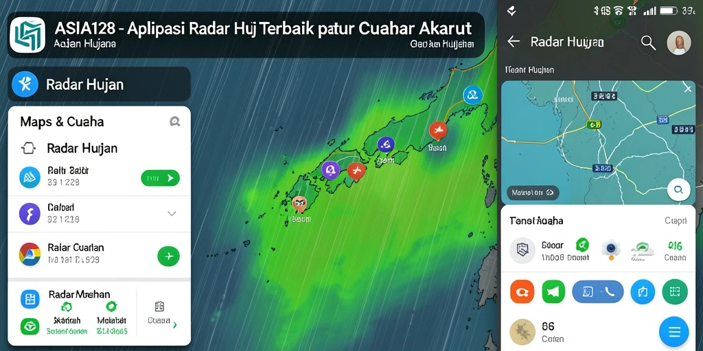 Tampilan antarmuka pengguna ASIA128 dengan fungsi Radar Hujan yang informatif.