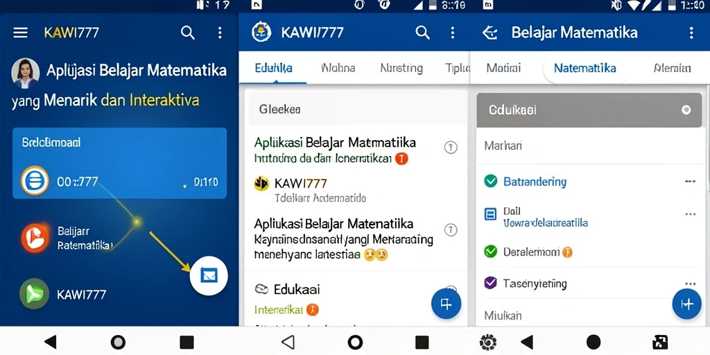 Antarmuka aplikasi KAWI777 yang ramah pengguna untuk belajar matematika.