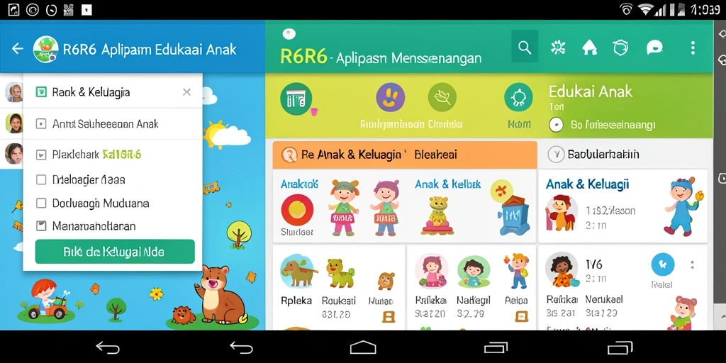 Screenshot antarmuka R6R6 dengan fitur edukasi anak yang interaktif.