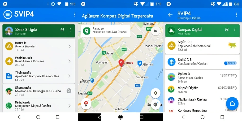 Tampilan antarmuka utama SVIP4 dengan kompas digital yang jelas.