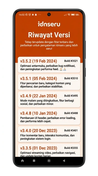 Riwayat Versi Aplikasi idnseru untuk Android